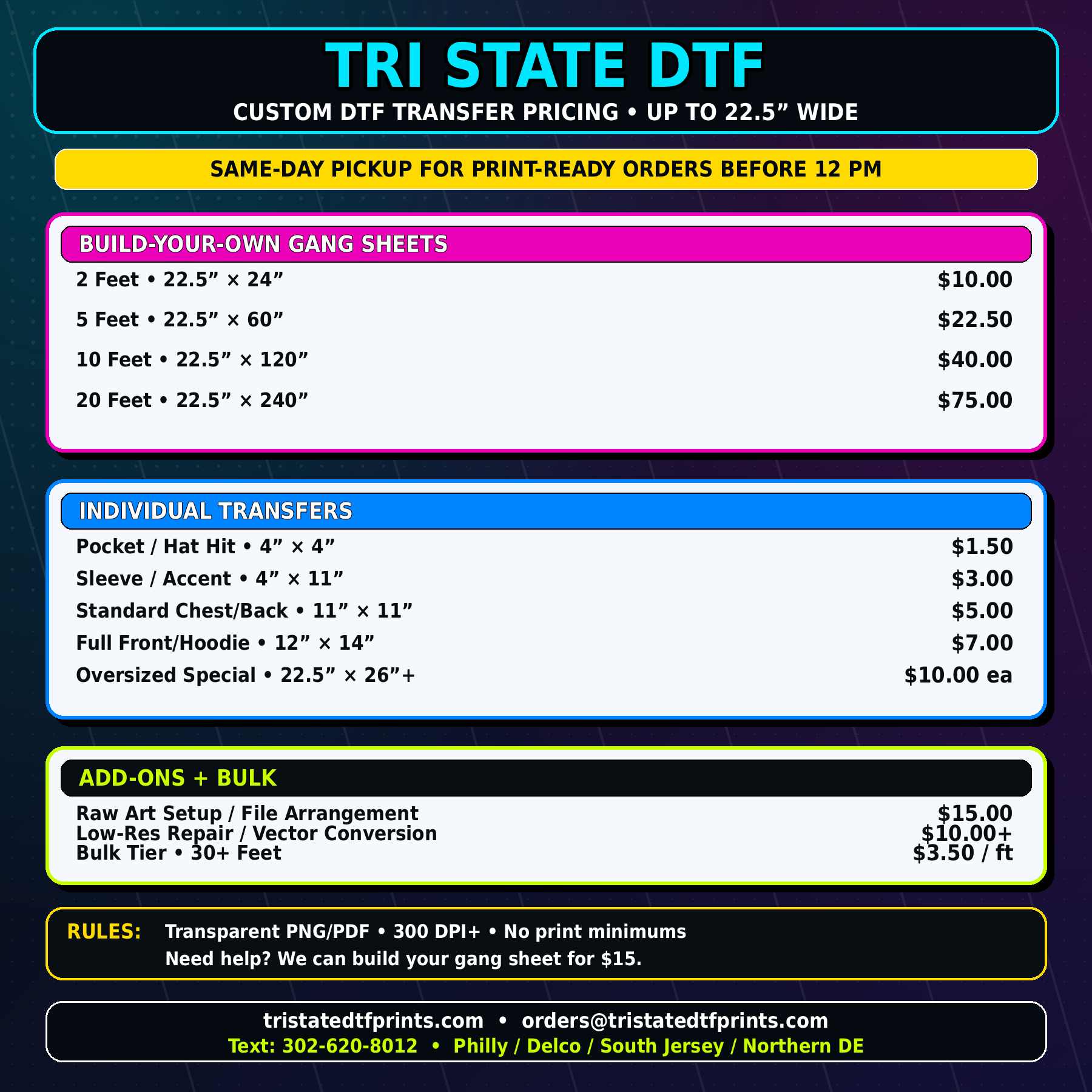 Individual DTF Transfers