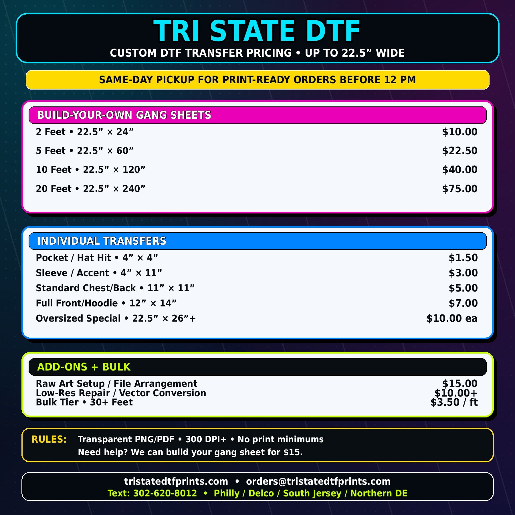 Bulk DTF Gang Sheet - 30+ Feet